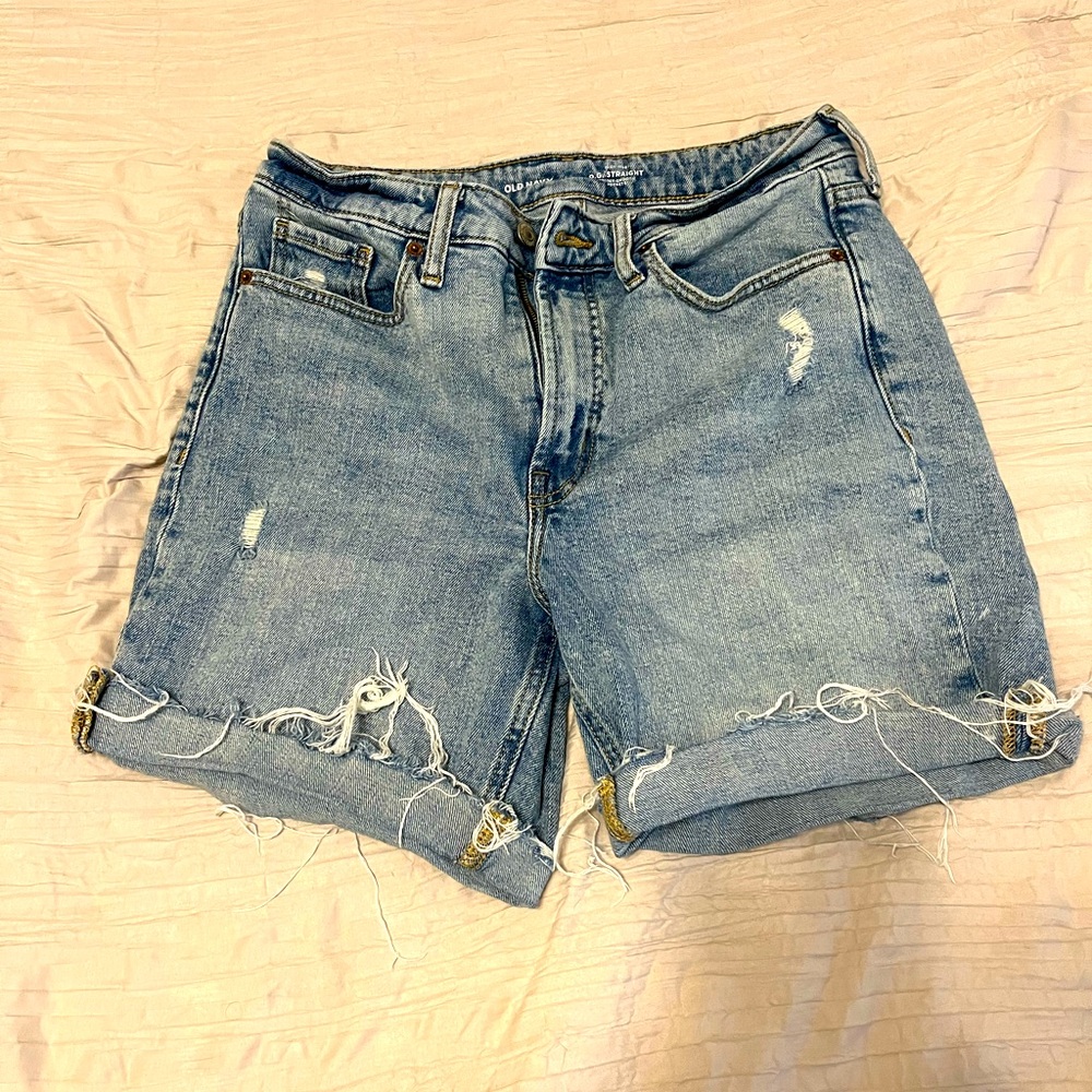 High rise straight leg shorts